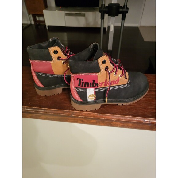Timberland A4125 Boots Boys Shoes Size 1 Waterproof Nubuck Casual Black
